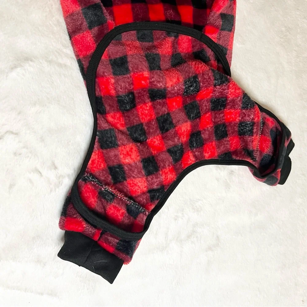 Red & Black Buffalo Plaid Dog Pajamas Size Large NWOT